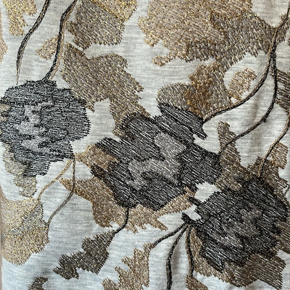 NWT BCBG MaxAzria Runway Rebekka Gray Abstract Leaf Metallic Print Midi Skirt 0 - Picture 3 of 16